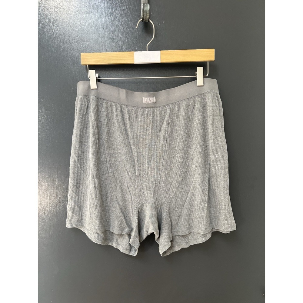 SKIMS Soft Lounge Ribbed Boxer Shorts - Heather Grey - Sz 4XL